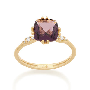 GOLD RING WITH CRYSTAL AND ZIRCONIA