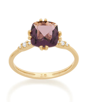 GOLD RING WITH CRYSTAL AND ZIRCONIA