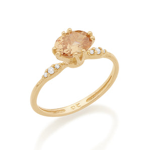 GOLD RING WITH CRYSTAL AND ZIRCONIA
