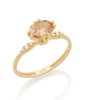 GOLD RING WITH CRYSTAL AND ZIRCONIA