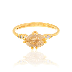 GOLD RING WITH CRYSTAL AND ZIRCONIA