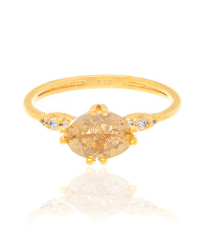 GOLD RING WITH CRYSTAL AND ZIRCONIA