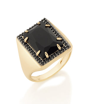 GOLD RING WITH CRYSTAL AND ZIRCONIA