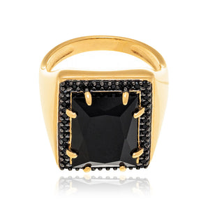 GOLD RING WITH CRYSTAL AND ZIRCONIA