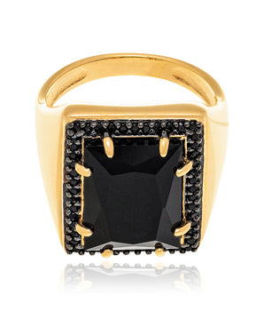 GOLD RING WITH CRYSTAL AND ZIRCONIA