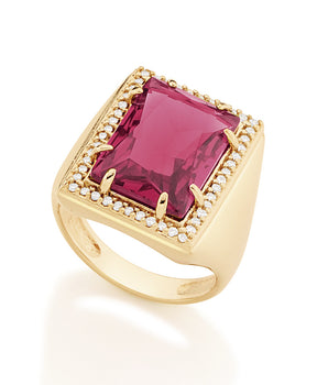 GOLD RING WITH CRYSTAL AND ZIRCONIA