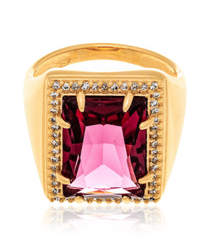 GOLD RING WITH CRYSTAL AND ZIRCONIA
