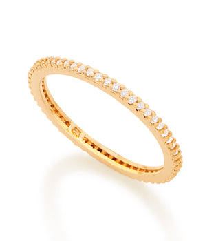 GOLD STUDDED SKINNY RING IN WHITE