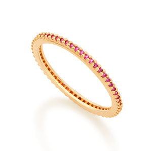 GOLD STUDDED SKINNY RING IN PINK