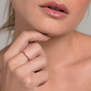 GOLD STUDDED SKINNY RING IN PINK