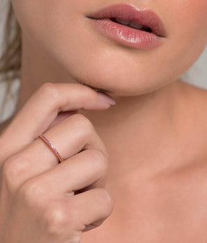 GOLD STUDDED SKINNY RING IN PINK