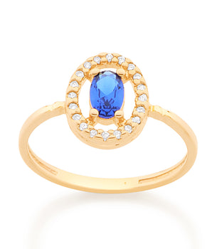 GOLD HALO RING IN BLUE