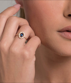 GOLD HALO RING IN BLUE
