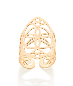 GOLD HOLLOW FLOWER RING