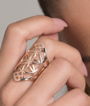 GOLD HOLLOW FLOWER RING