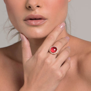 GOLD CHERRY STONE RING
