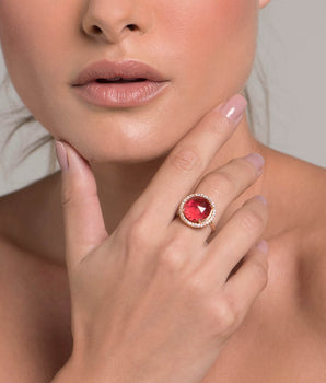 GOLD CHERRY STONE RING
