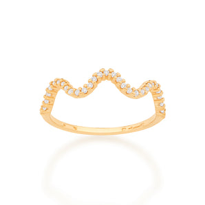 GOLD WAVE SKINNY RING IN WHITE