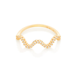 GOLD WAVE SKINNY RING IN WHITE