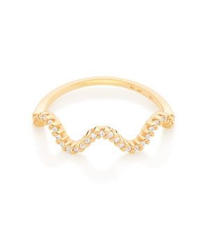 GOLD WAVE SKINNY RING IN WHITE