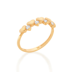 GOLD FIVE HEARTS RING
