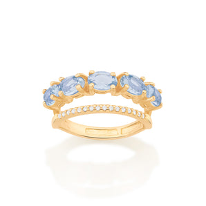 GOLD DOUBLE BAND RING IN PINK