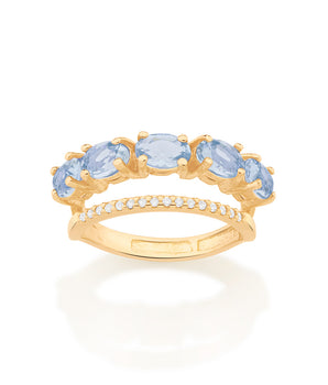 GOLD DOUBLE BAND RING IN PINK