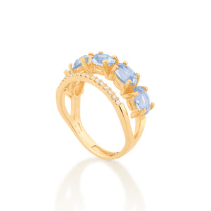 GOLD DOUBLE BAND RING IN PINK