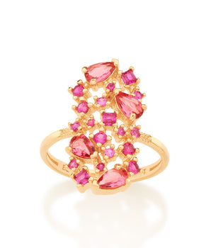 GOLD RING WITH CRYSTAL AND ZIRCONIA