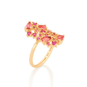 GOLD RING WITH CRYSTAL AND ZIRCONIA
