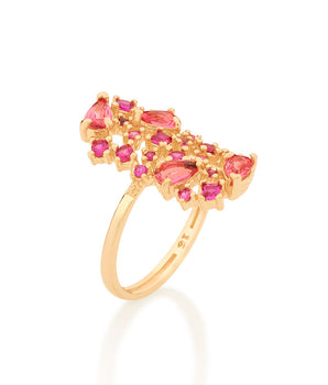 GOLD RING WITH CRYSTAL AND ZIRCONIA
