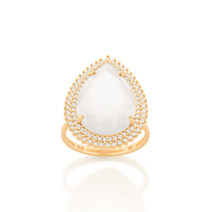 GOLD WHITE WATER DROPLET RING