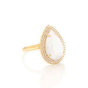 GOLD WHITE WATER DROPLET RING