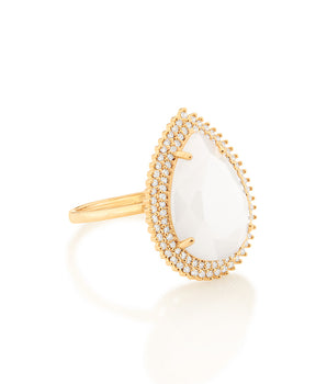 GOLD WHITE WATER DROPLET RING