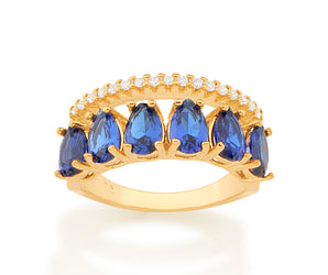 GOLD ELEGANT NIGHT RING IN BLUE
