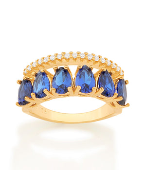 GOLD ELEGANT NIGHT RING IN BLUE
