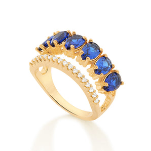 GOLD ELEGANT NIGHT RING IN BLUE