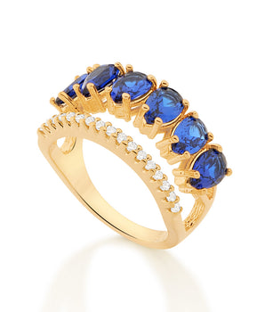 GOLD ELEGANT NIGHT RING IN BLUE