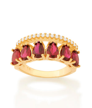 GOLD ELEGANT NIGHT RING IN RED