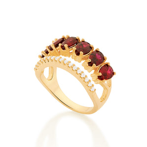 GOLD ELEGANT NIGHT RING IN RED