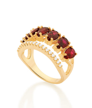 GOLD ELEGANT NIGHT RING IN RED