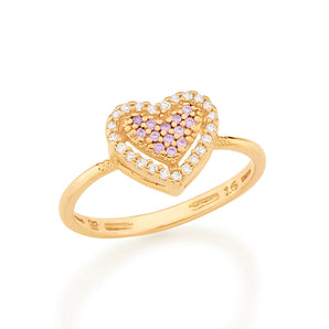 GOLD PINK HEART RING