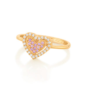 GOLD PINK HEART RING