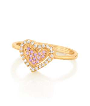 GOLD PINK HEART RING