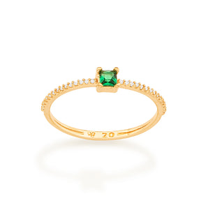 GOLD FOR HER SKINNY ENGAGEMENT RING IN GREEN