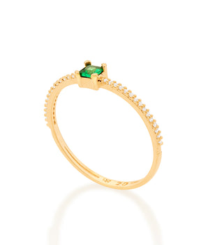 GOLD FOR HER SKINNY ENGAGEMENT RING IN GREEN