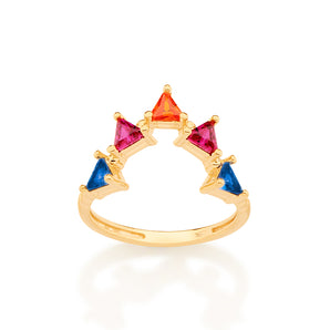 GOLD COLORFUL TRIANGLE RING