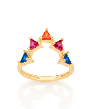 GOLD COLORFUL TRIANGLE RING