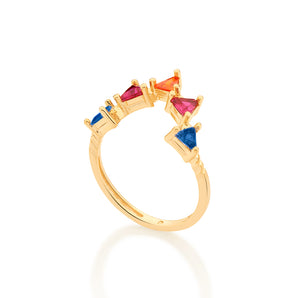 GOLD COLORFUL TRIANGLE RING