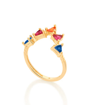 GOLD COLORFUL TRIANGLE RING